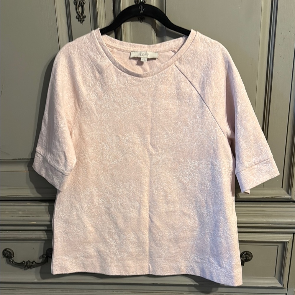 LOFT Pink Boxy 3/4 Sleeve T-Shirt